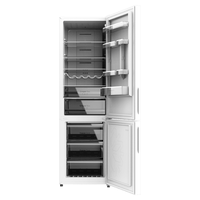 Cecotec Bolero CoolMarket 356 White Glass D Frigorífico Combi White Glass con 356 litros de capacidad 200 cm de alto y 60 cm de ancho clase D y motor inverter plus. Con sistema Multi Air Flow Total No Frost y 2 cajones para los Último día