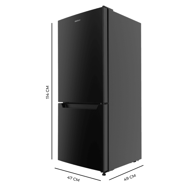 Cecotec Bolero CoolMarket Combi 117 DF Black E Frigorífico de combi negro 114cm de alto y 47cm de ancho 117 litros Defrost clase energética E y con modo Fast Freezing Luz LED Frigorífico de combi Precio de fábrica