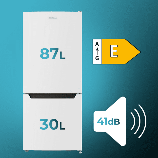 Cecotec Bolero CoolMarket Combi 117 DF White E Frigorífico de combi blanco 114cm de alto y 47cm de ancho 117 litros Defrost clase energética E y con modo Fast Freezing Frigorífico de combi  Promoción por tiempo limitado