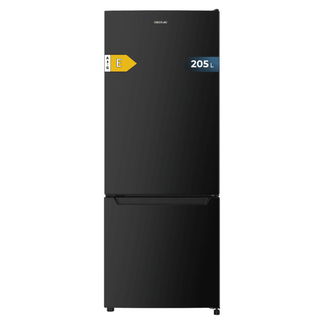 Cecotec Bolero CoolMarket Combi 205 DF Black E Frigorífico combi negro 144 de alto y 54 de ancho 117 litros Defrost clase energética E y con modo Fast Cooling. Frigorífico