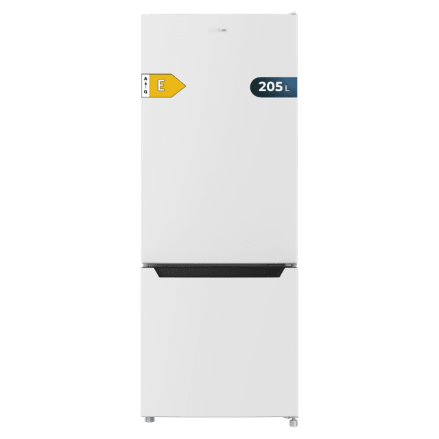 Cecotec Bolero CoolMarket Combi 205 DF White E Frigorífico de dos puertas blanco 144 de alto y 54 de ancho 117 litros Defrost clase energética E y con modo Fast Cooling. Frigorífico