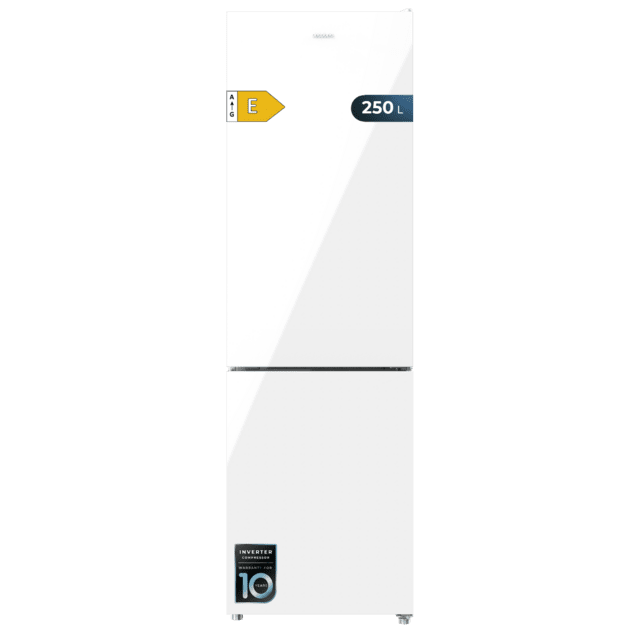 Cecotec Bolero CoolMarket Combi 250 White Glass E Frigorífico combi cristal blanco 180cm de alto y 55 cm de ancho con 250 litros de capacidad Total No Frost clase energética E y con sistema Multi Air Flow. Además cuenta con e