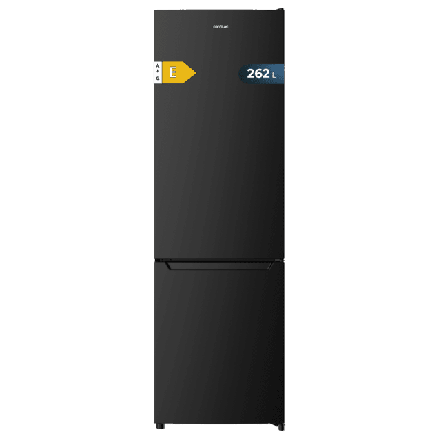 Cecotec Bolero CoolMarket Combi 262 Black E Frigorífico Combi Cíclico Color Negro Capacidad de 262 Litros Alto 176 cm Ancho 54 cm Clasificación Energética E Iluminación Interior LED Control Electrónico de temperatura Bande