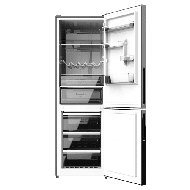Cecotec Bolero CoolMarket Combi 322 Glass Black E Frigorífico con congelador de cristal negro con 322 litros de capacidad 185 cm de alto 60 cm ancho y clase energética E. Con sistema Multi Air Flow Total No Frost y 2 cajones p Última moda