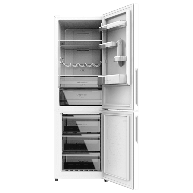 Cecotec Bolero CoolMarket Combi 322 Glass White D Frigorífico con congelador de cristal blanco con 322 litros de capacidad 185 cm de alto 60 cm ancho y clase energética D. Con sistema Multi Air Flow Total No Frost y 2 cajones Ofertas de temporada