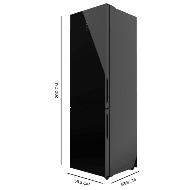 Cecotec Bolero CoolMarket Combi 356 Black Glass E Frigorífico combi cristal negro 200cm alto y 59 5 cm ancho capacidad 356L Total No Frost clase energética E. Además cuenta con distintos modos como Fast Cooling y Fast Freezin Precio ultrabajo