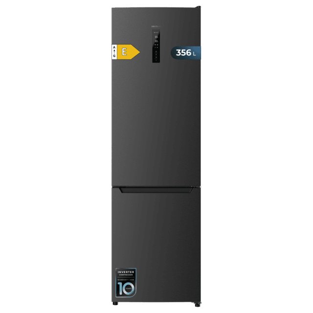 Cecotec Bolero CoolMarket Combi 356 Dark E Frigorífico combi inox oscuro 200cm alto y 59 5 cm ancho capacidad 356L Total No Frost clase energética E. Además cuenta con distintos modos como Fast Cooling y Fast Freezing así co