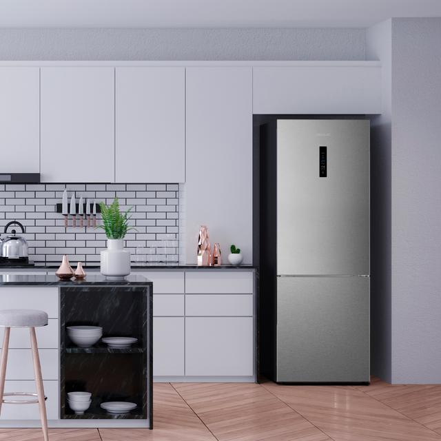 Cecotec Bolero CoolMarket Combi 495 Inox E Frigorífico combi Inox 495 litros de capacidad 2 metros de alto y 70 cm ancho clase E con sistema Multi Air Flow total No frost Multi Cooling. Frigorífico combi con nevera y congelado Venta caliente