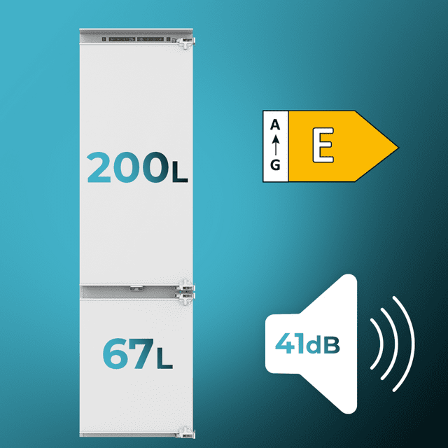 Cecotec Bolero CoolMarket Combi BI-D FLW 267 E Frigorífico combi integrable con puerta fija de 267 litros de capacidad 193 7 y 54 cm de ancho clase E Total No Frost Compresor Inverter y Full LED Wall; y con tecnologías Fast Co En oferta