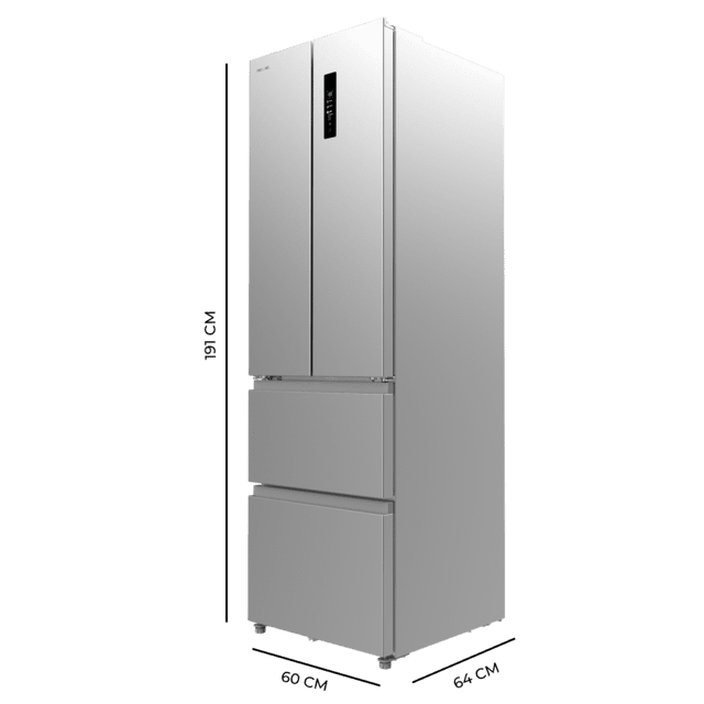 Cecotec Bolero CoolMarket Combi F2D 400 Inox E Frigorífico con Capacidad de 400 Litros Ancho de 60 cm y alto de 191 cm Sistema Total NoFrost Max Inside Distribución de frío Multi AirFlow Display Digital Exterior Interior con Los más vendidos