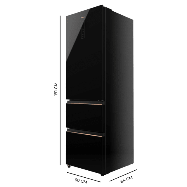 Cecotec Bolero CoolMarket Combi FD 400 Black Glass E Frigorífico con capacidad de 400L Ancho de 60 cm y alto de 191 cm Sistema Total NoFrost Max Inside Distribución de frío Multi AirFlow Display Digital Exterior Interior con Descuento
