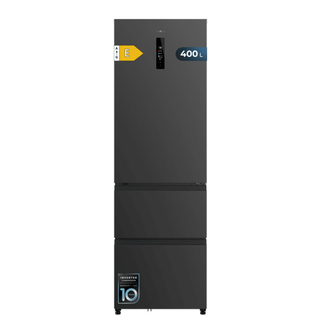 Cecotec Bolero CoolMarket Combi FD 400 Dark E Frigorífico con Capacidad de 400 Litros Ancho de 60 cm y alto de 191 cm Sistema Total NoFrost Max Inside Distribución de frío Multi AirFlow Display Digital Exterior Interior con d