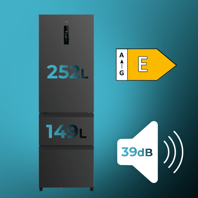 Cecotec Bolero CoolMarket Combi FD 400 Dark E Frigorífico con Capacidad de 400 Litros Ancho de 60 cm y alto de 191 cm Sistema Total NoFrost Max Inside Distribución de frío Multi AirFlow Display Digital Exterior Interior con d Tienda