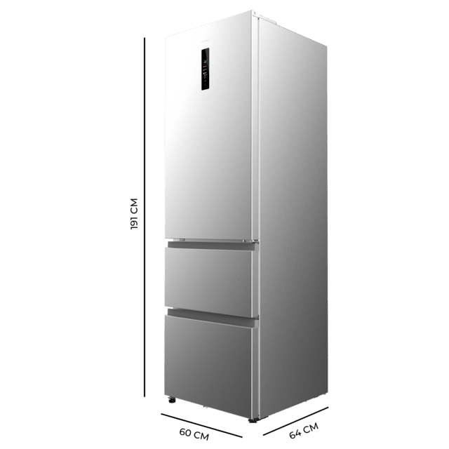 Cecotec Bolero CoolMarket Combi FD 400 Inox E Frigorífico con Capacidad 400 Litros Ancho de 60 cm y alto de 191 cm Sistema Total NoFrost Max Inside Distribución de frío Multi AirFlow Display Digital Exterior Interior con dise Liquidación