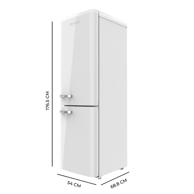 Cecotec Bolero CoolMarket Combi Origin 231 NF White E Frigorífico combi retro blanco 176 5cm alto y 54cm ancho capacidad 231L Total No Frost y clase E y con sistema Multi Air Flow. Además cuenta con el modo Fast Cooling. Frigo Envío gratis