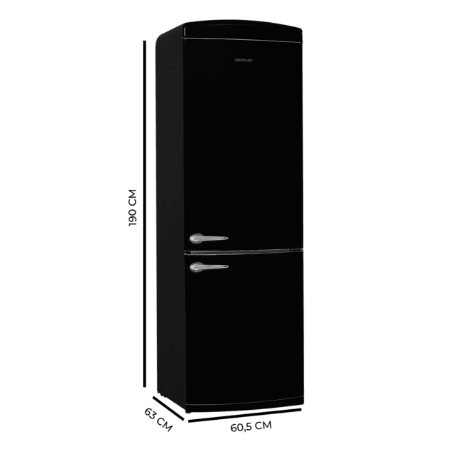 Cecotec Bolero CoolMarket Combi Origin 294+ Black E Frigorífico retro combi negro 190cm de alto y 60 de ancho capacidad 294L Total No Frost clase energética E Multi Cooling Ultra Fresh Convertible Box Multi Air Flow Fast Freez Últimos 3 días