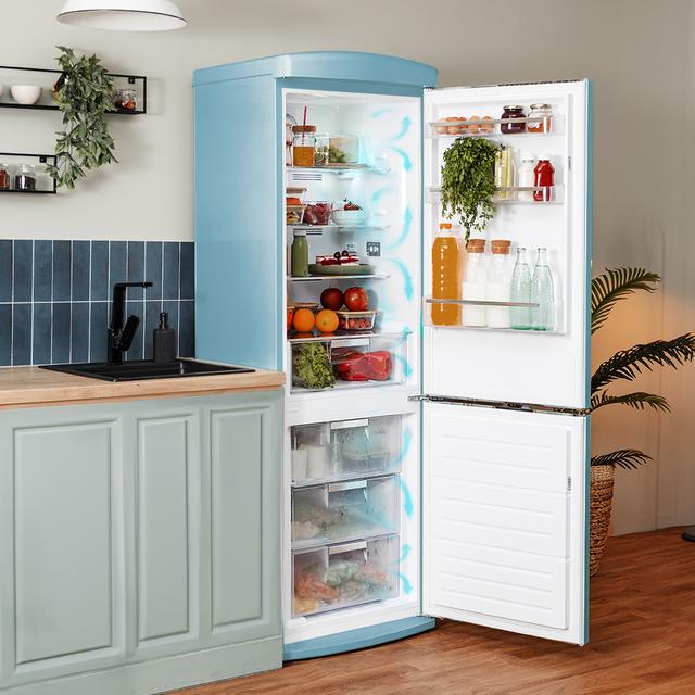Cecotec Bolero CoolMarket Combi Origin 294 Blue E Frigorífico Retro de 294 L de capacidad 190cm de alto y 60 de ancho clase E Total No Frost Multi Cooling Ultra Fresh Convertible Box Multi Air Flow Fast Freezing Modo Eco Botell COMPRAR AHORA