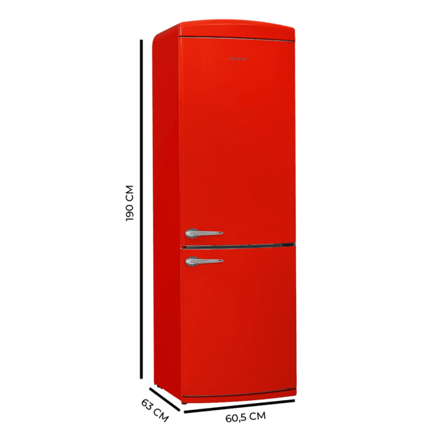 Cecotec Bolero CoolMarket Combi Origin 294+ Red E Frigorífico retro combi rojo 190cm de alto y 60 de ancho capacidad 294L Total No Frost clase energética E Multi Cooling Ultra Fresh Convertible Box Multi Air Flow Fast Freezing Último día