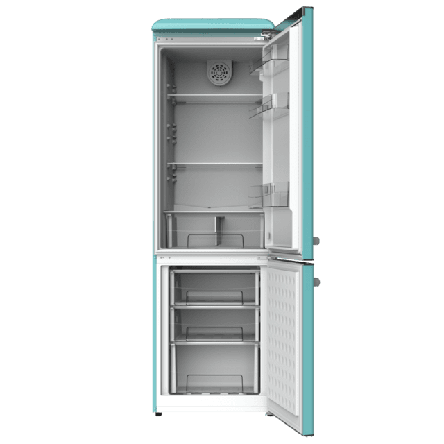 Cecotec Bolero CoolMarket Combi Origin 300 Green E Frigorífico retro con capacidad de 300L clase E Luz interior Crisper Box control de temperatura tirador cromado y bandejas de cristal. Frigorífico retro combi  Oferta especial de fábrica