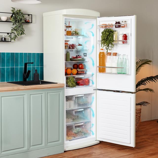 Cecotec Bolero CoolMarket Combi Origin 294 Beige E Frigorífico Retro Combi Beige de 294 L de capacidad 190cm de alto y 60 de ancho clase E Total No Frost Multi Cooling Ultra Fresh Convertible Box Multi Air Flow Fast Freezing Mo Limitado a 3 días