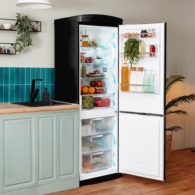 Cecotec Bolero CoolMarket Combi Origin 294 Black E Frigorífico Retro Combi Black de 294 L de capacidad 190cm de alto y 60 de ancho clase E Total No Frost Multi Cooling Ultra Fresh Convertible Box Multi Air Flow Fast Freezing Mo Ahorra y exporta