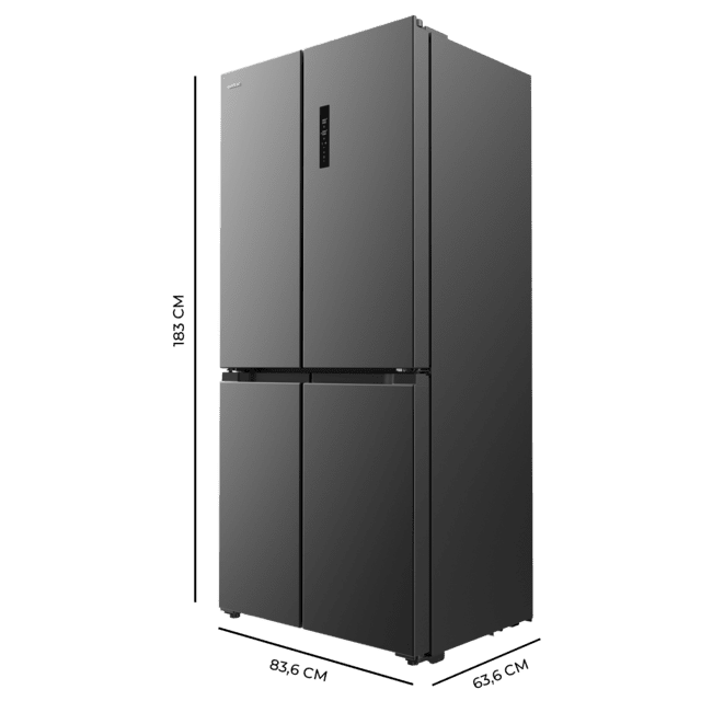 Cecotec Bolero CoolMarket 4D 436 Dark E Frigorífico 4 puertas inox oscuro 183cm alto y 83 6cm ancho capacidad 436L compresor Inverter Plus Total No Frost Alarma de puerta abierta clase energética E. Además cuenta con distinto Oferta exclusiva