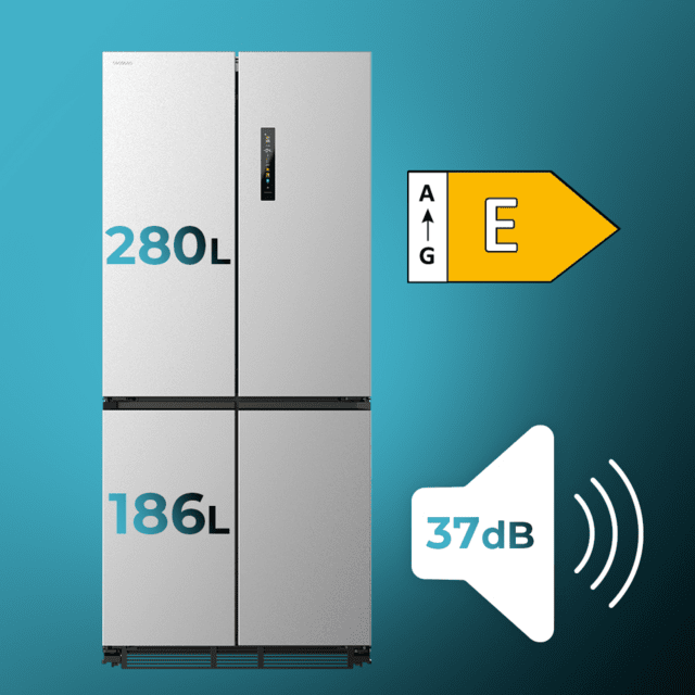 Cecotec Bolero CoolMarket 4D 466 SBI Inox E Frigorífico americano acero Inoxidable de 466 L de capacidad 193 5 x 84 4 cm clase E Total No Frost Compresor Inverter Plus y Multi AirFlow; y con tecnologías Fast Cooling y FastFree Descuento por venta flash