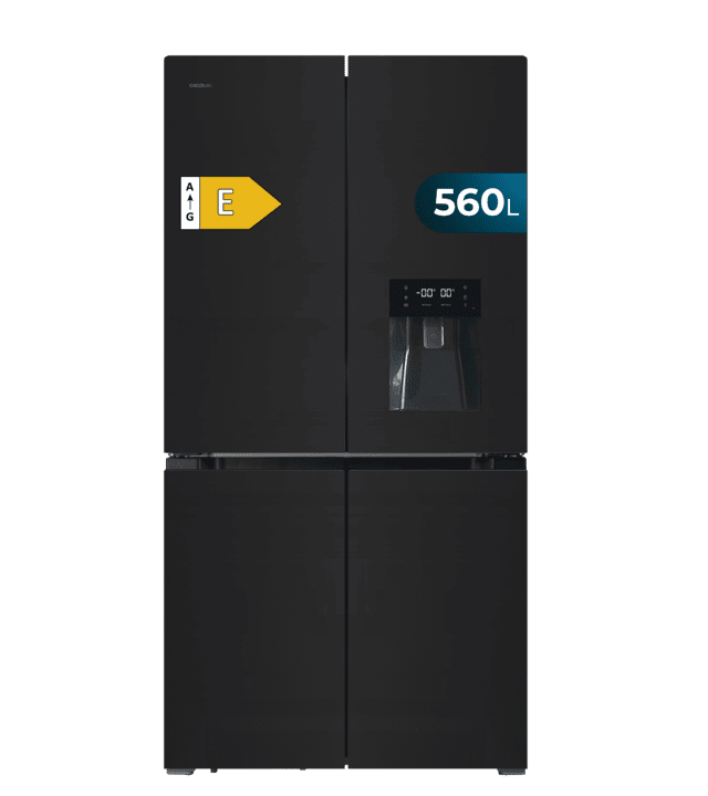 Cecotec Bolero CoolMarket 4D 564 Glass E Frigorífico 4 puertas Glass con una gran capacidad de 564 L 183 cm de alto 91 cm de ancho con dispensador de agua clase energética E y motor inverter plus. Además cuenta con distintos Rebajas de fin de temporada