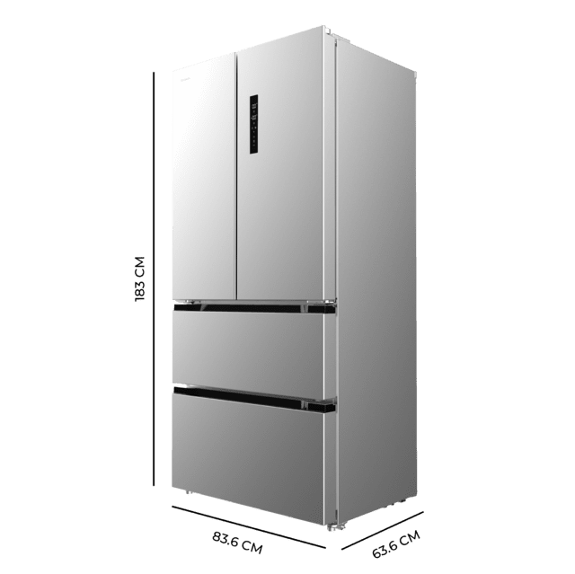 Cecotec Bolero CoolMarket FD 436 Inox E Frigorífico puerta francesa inox 183 cm de alto y 83 6 cm de ancho capacidad 463L compresor Inverter Plus Total No Frost clase energética E. Además cuenta con distintos modos como Fast Outlet online