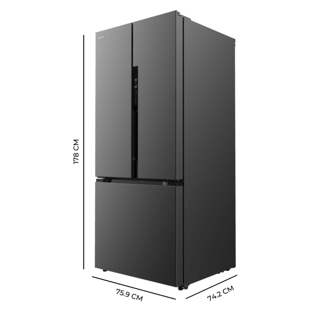 Cecotec Bolero CoolMarket FD 499 Dark E Frigorífico puerta francesa inox oscuro 178 cm de alto 75 9 cm de ancho y 74 2 cm de profundo capacidad 499L compresor Inverter Plus Total No Frost clase energética E. Además cuenta con Ofertas
