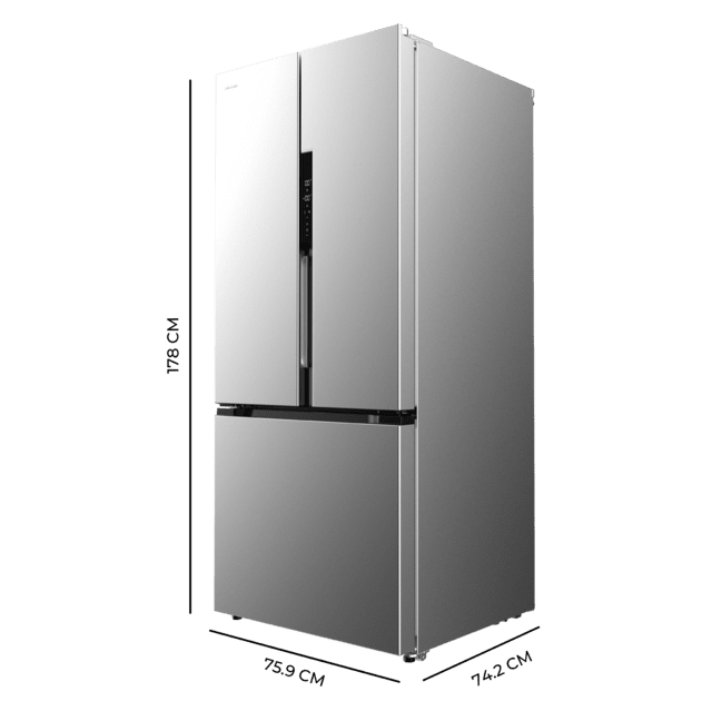 Cecotec Bolero CoolMarket FD 499 Inox E Frigorífico puerta francesa inox 178 cm de alto 75 9 cm de ancho y 74 2 cm de profundo capacidad 499L compresor Inverter Plus Total No Frost clase energética E. Además cuenta con distin Venta caliente