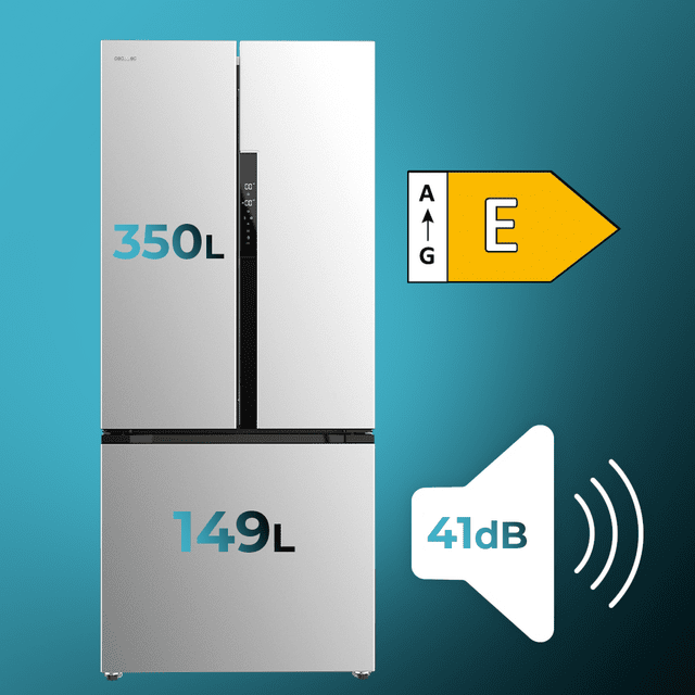 Cecotec Bolero CoolMarket FD 499 Inox E Frigorífico puerta francesa inox 178 cm de alto 75 9 cm de ancho y 74 2 cm de profundo capacidad 499L compresor Inverter Plus Total No Frost clase energética E. Además cuenta con distin Venta caliente