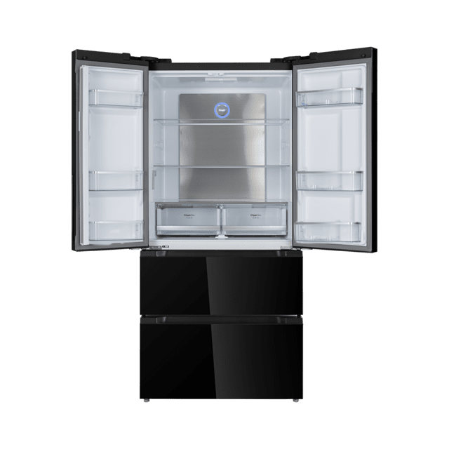 Cecotec Bolero CoolMarket FD 510 Glass E Frigorífico 4 puertas Glass estilo francés con una gran capacidad de 510 L 183 cm de alto 85 cm de ancho clase energética E y motor Inverter plus. Además cuenta con distintos modos co En oferta