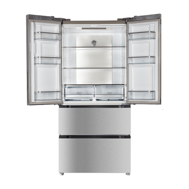 Cecotec Bolero CoolMarket FD 510 Inox E Frigorífico 4 puertas inox estilo francés con una gran capacidad de 510 L 183 cm de alto 85 cm de ancho clase energética E y motor Inverter plus. Además cuenta con distintos modos como Gran oferta