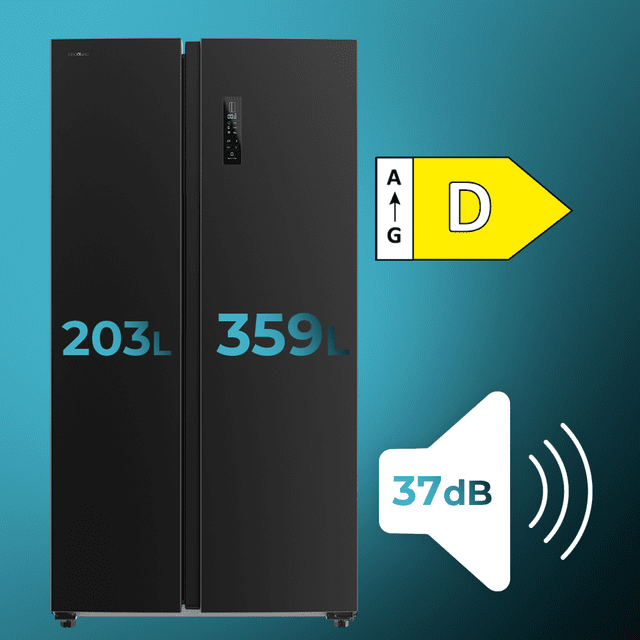 Cecotec Bolero CoolMarket SBS 562 Dark D Frigorífico americano Side by Side inox oscuro 177cm alto y 91 2cm ancho con 562L de capacidad Total No Frost con compresor Inverter Plus y Sistema Multi AirFlow. Además cuenta con el m Mejor oferta