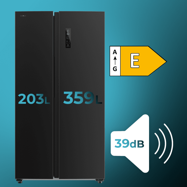 Cecotec Bolero CoolMarket SBS 562 Dark E Frigorífico americano Side by Side inox oscuro 177cm alto y 91 2cm ancho con 562L de capacidad Total No Frost con compresor Inverter Plus y Sistema Multi AirFlow. Además cuenta con el m Rebajas online