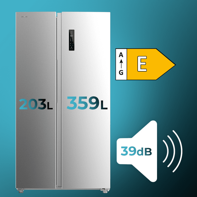 Cecotec Bolero CoolMarket SBS 562 Inox E Frigorífico americano Side by Side inox 177cm alto y 91 2cm ancho con 562L de capacidad Total No Frost con compresor Inverter Plus y Sistema Multi AirFlow. Además cuenta con el modo Fas Envío gratis