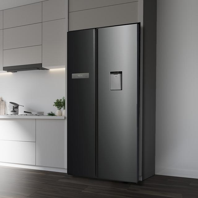 Cecotec Bolero CoolMarket SBS 592 WD Dark E Frigorífico americano Side by Side Dark con 592 litros de capacidad dispensador de agua 177 5cm de alto y 91cm ancho clase E con sistema Multi Air Flow Total No frost Fast Cooling y F Envío gratis