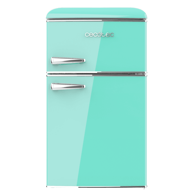 Cecotec Bolero CoolMarket 2D Origin 86 Green E Mini frigorífico retro de dos puertas verde de 89 3cm de alto y 48 7 de ancho con capacidad de 86L clase energética E LED interior y tirador cromado. Mini frigorífico retro de do Envío internacional gratuito