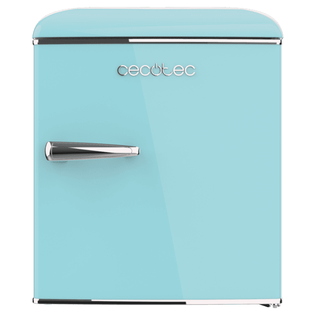 Cecotec Bolero CoolMarket TT Origin 45 Blue E Mini frigorífico retro sobremesa azul de 55cm de alto y 44 7cm de ancho con capacidad de 45L clase energética E Icebox y tirador cromado.  Mini frigorífico retro sobremesa Precios de Black Friday