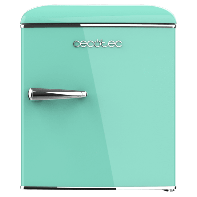 Cecotec Bolero CoolMarket TT Origin 45 Green E Mini frigorífico retro sobremesa verde de 55cm de alto y 44 7cm de ancho con capacidad de 45L clase energética E Icebox y tirador cromado. Mini frigorífico retro En oferta