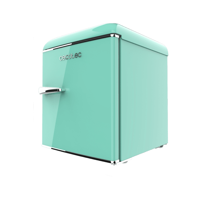 Cecotec Bolero CoolMarket TT Origin 45 Green E Mini frigorífico retro sobremesa verde de 55cm de alto y 44 7cm de ancho con capacidad de 45L clase energética E Icebox y tirador cromado. Mini frigorífico retro En oferta