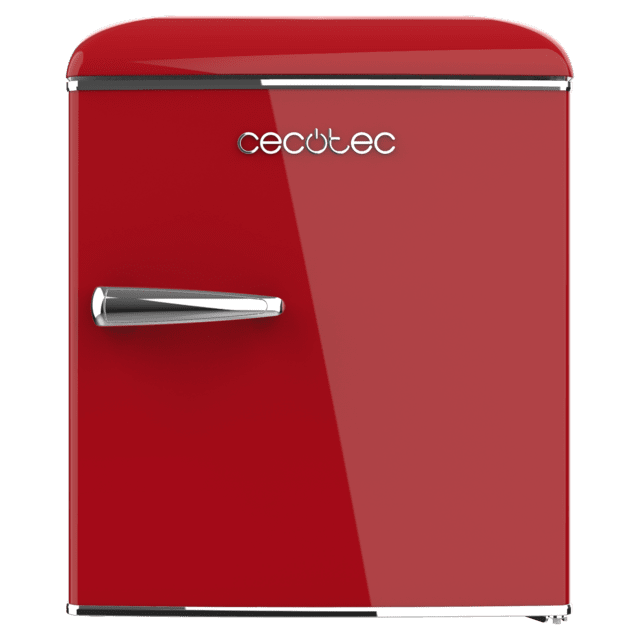 Cecotec Bolero CoolMarket TT Origin 45 Red E Mini frigorífico retro sobremesa rojo de 55cm de alto y 44 7cm de ancho con capacidad de 45L clase energética E Icebox y tirador cromado. Mini frigorífico retro sobremesa Libre de impuestos