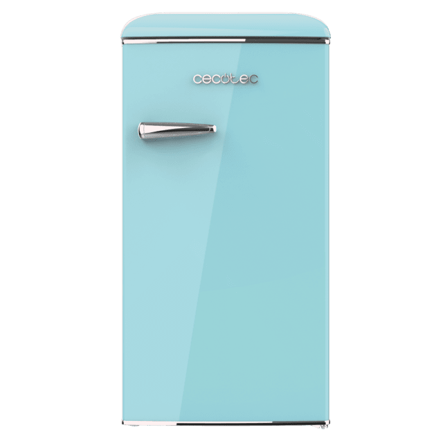 Cecotec Bolero CoolMarket TT Origin 95 Blue E Mini frigorífico retro azul de 89 cm de alto y 49 cm de ancho con capacidad de 95L clase energética E Icebox y tirador cromado. Mini frigorífico retro  Oferta exclusiva