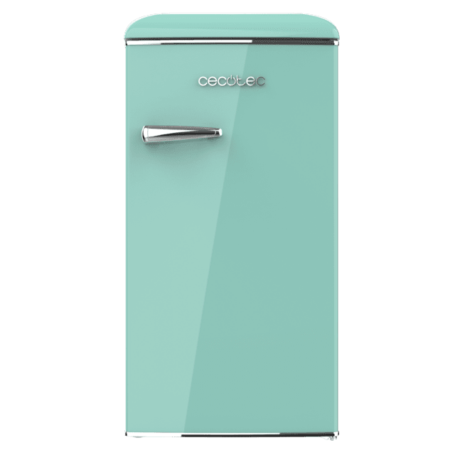 Cecotec Bolero CoolMarket TT Origin 95 Green E Mini frigorífico retro verde de 89 cm de alto y 49 cm de ancho con capacidad de 95L clase energética E Icebox y tirador cromado. Mini frigorífico Última moda