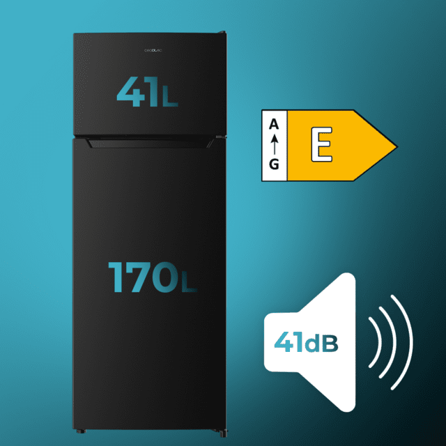Cecotec Bolero CoolMarket 2D 211 Black E Frigorífico de dos puertas negro 143 de alto y 54 de ancho 211 litros y clase energética E. Frigorífico Descuento por venta flash