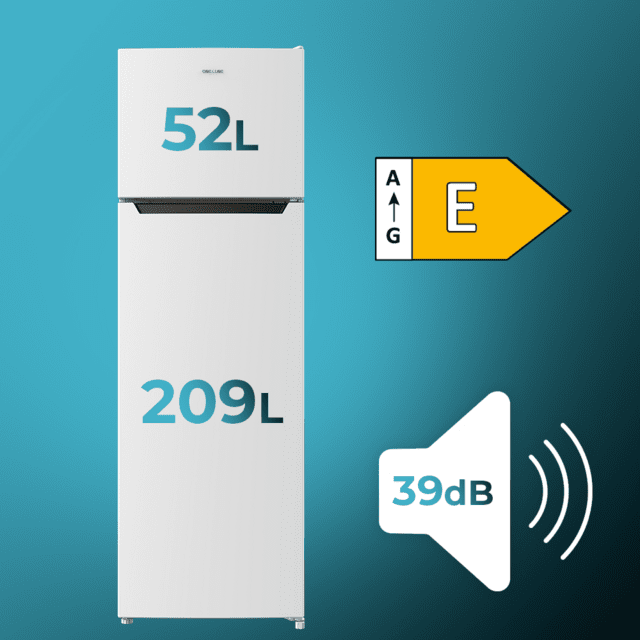 Cecotec Bolero CoolMarket 2D 261 White E Frigorífico de dos puertas blanco 169 de alto y 54 de ancho 261 litros Defrost clase energética E y con modo Fast Freezing Frigorífico Rebajas de fin de temporada