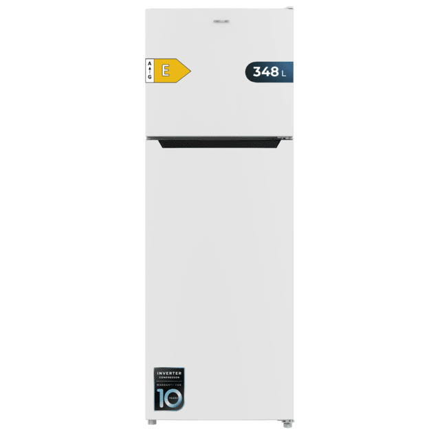 Cecotec Bolero CoolMarket 2D 348 NF White E Frigorífico de 2 puertas color blanco de 170cm de alto y 59 5cm de ancho con gran capacidad de 348 Litros y Motor Inverter con 10 años de garantía. Sistema de conservación No Frost