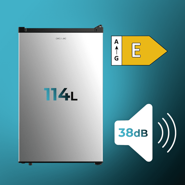 Cecotec Bolero CoolMarket TT 114 L Inox Mini frigorífico inox de 83 6 cm de alto y 50 6 cm de ancho con capacidad de 114L clase energética E Crisper Box Luz LED interior y control temperatura mecánico. Mini frigorífico En oferta