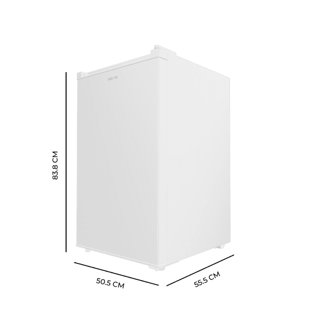 Cecotec Bolero CoolMarket TT 114 L White Mini frigorífico blanco de 83 6 cm de alto y 50 6 cm de ancho con capacidad de 114L clase energética E Crisper Box Luz LED interior y control temperatura mecánico. Mini frigorífico Gran oferta
